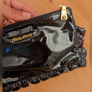 Miu Miu black patent leather bag with ruches